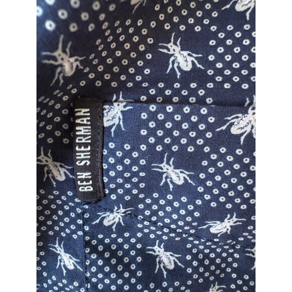 Ben Sherman Mens Novelty Print Beetles & Bugs Navy Button Down Size S - Picture 3 of 7